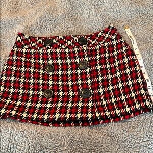 Express Red and Black Houndstooth Mini Skirt